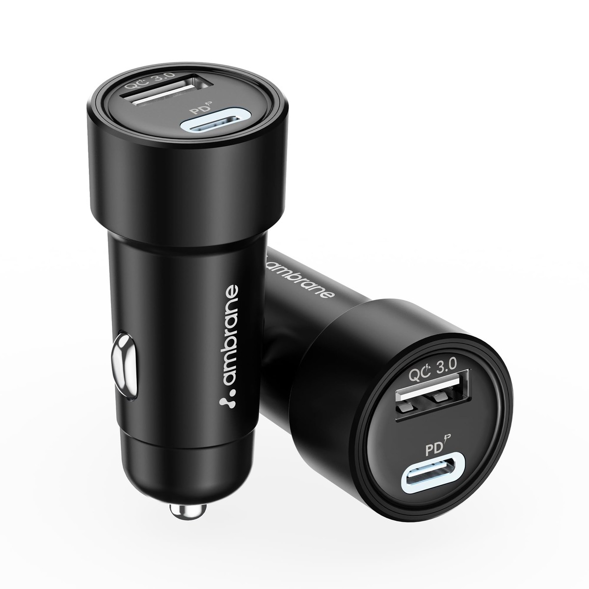 Ambrane 51W Fast Charging Car Charger, Dual Output 33W Type C PD + 18W USB Car Adapter, Quick Charge Car Plug for iPhone, Androi