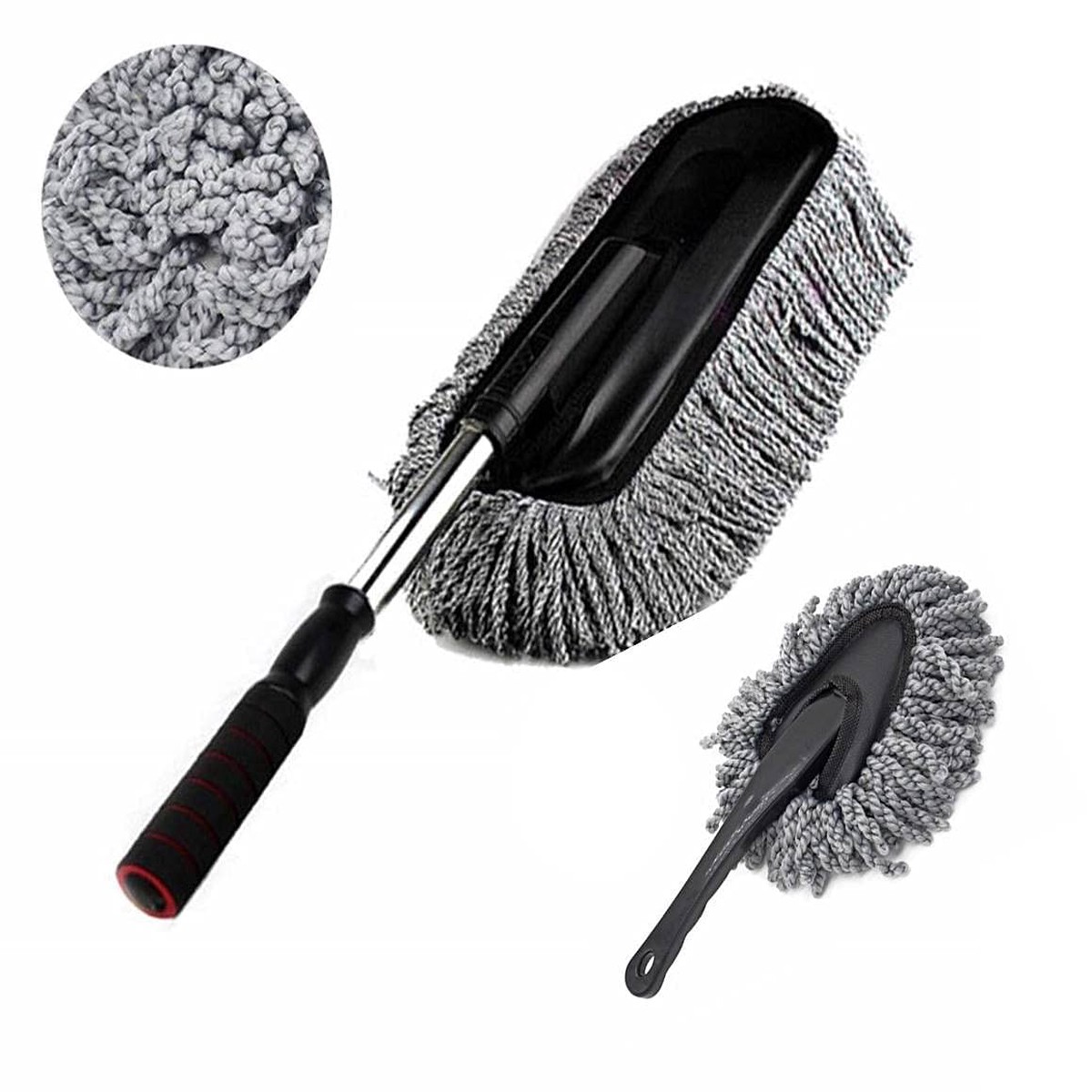 Azaria Combo 2 Pcs Soft Microfiber Car Cleaning Duster With Handle Car Cleaning Brush Mini Car Duster Drill Free For Exterior Du