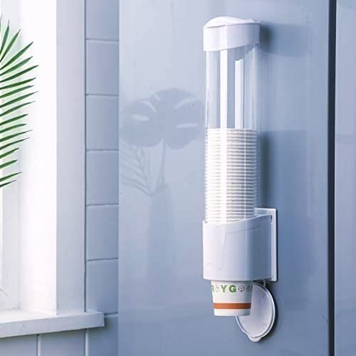 Divinezon Paper Cup Dispenser Holder | Wall Mounted Plastic Drinking Water Cup Dispenser | 40 X 8.5 Cm | White