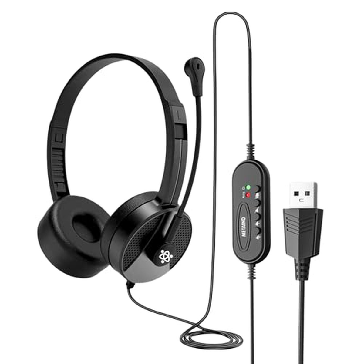 Metaind Wired Usb Headphone With Noise Cancelling Mic | Perfect For Skype, Zoom Calls & Call Center Headset For Pc & Laptop | Mo