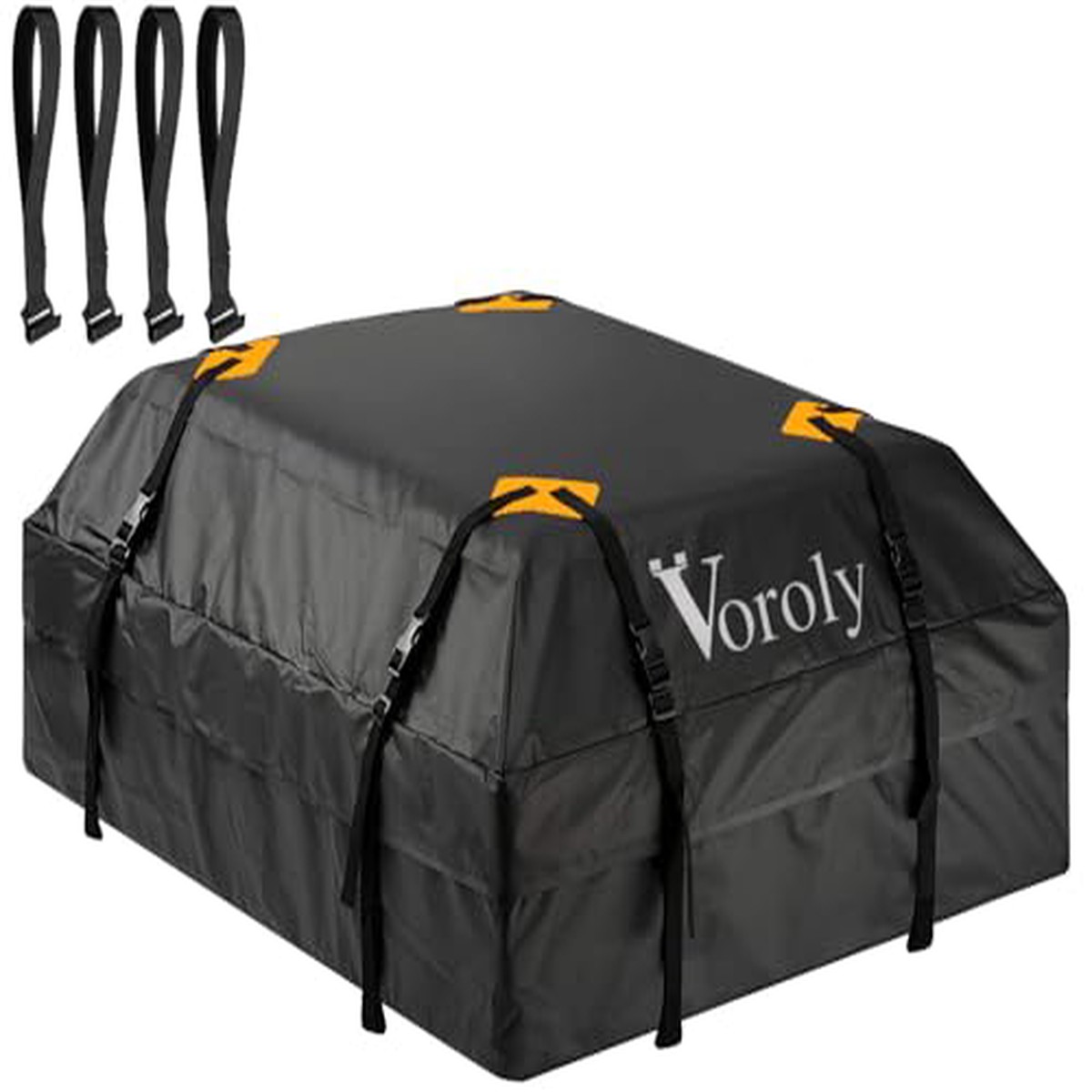 Voroly Rooftop Top Cargo Carrier Bag 15 Cubic Feet Waterproof For All Cars With/Without Rack Includes 4 Door Hooks