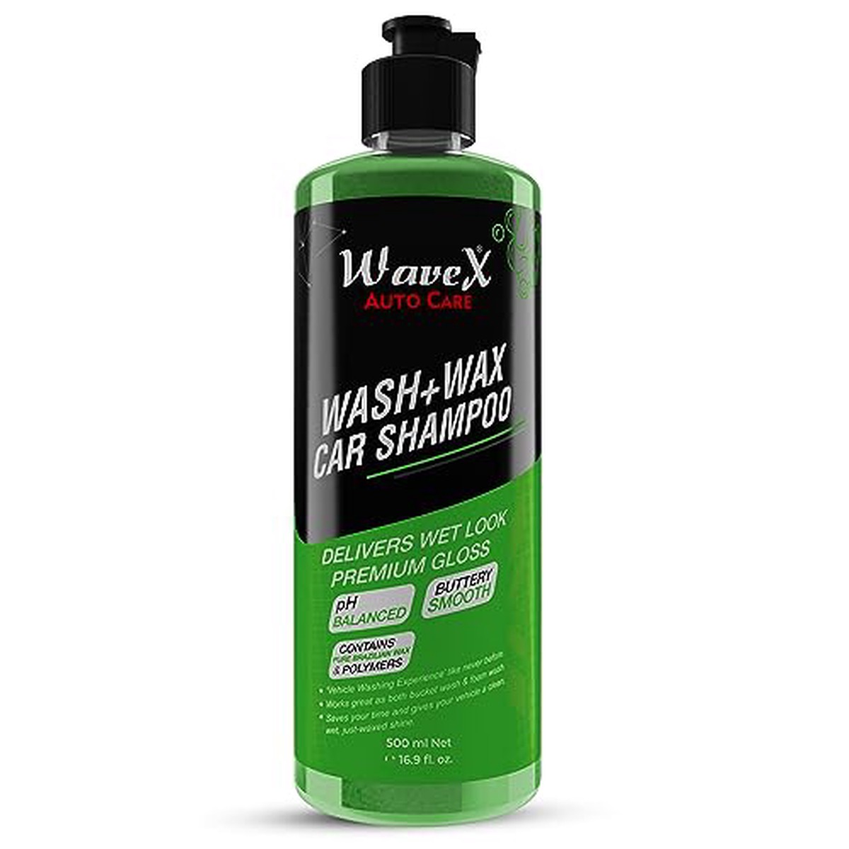 Wavex Wash And Wax Car Shampoo 500Ml Gives Wet Look Shine,Buttery Smooth Feel, Ph Neutral  Leaves No Water Spots