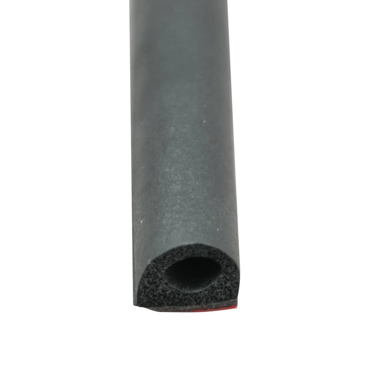 AP Products 018-318 Non-Ribbed D-Seal with PSA (White Tape) - Black, 3/4 x 1/2 x 50