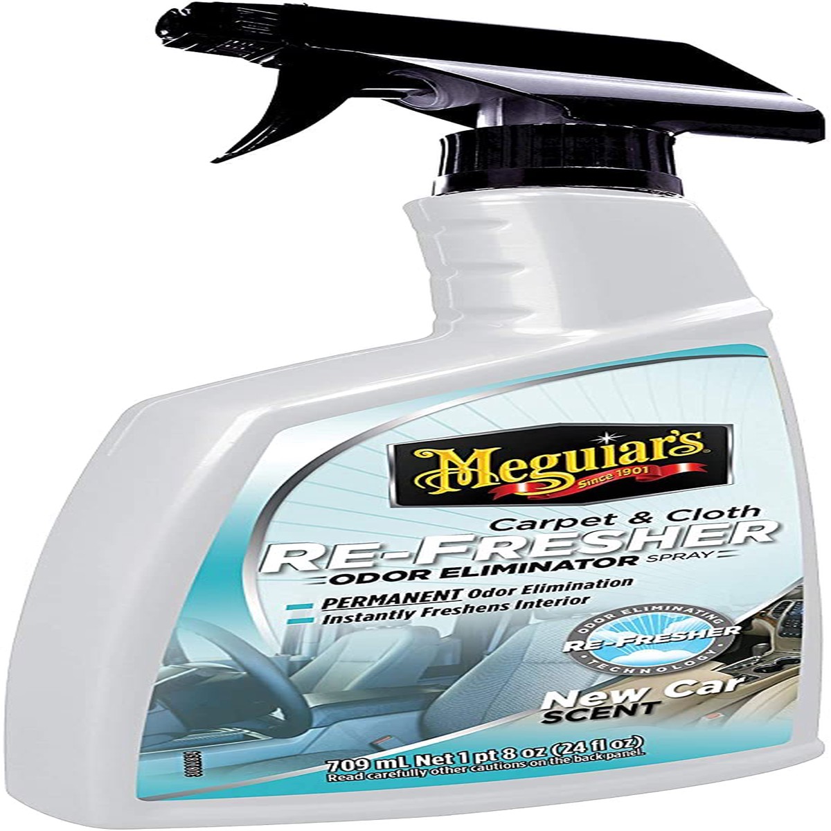 Meguiars Carpet & Cloth Re-Fresher Odor Eliminator Spray, Fresh New Car Smell - 24 Oz Spray Bottle
