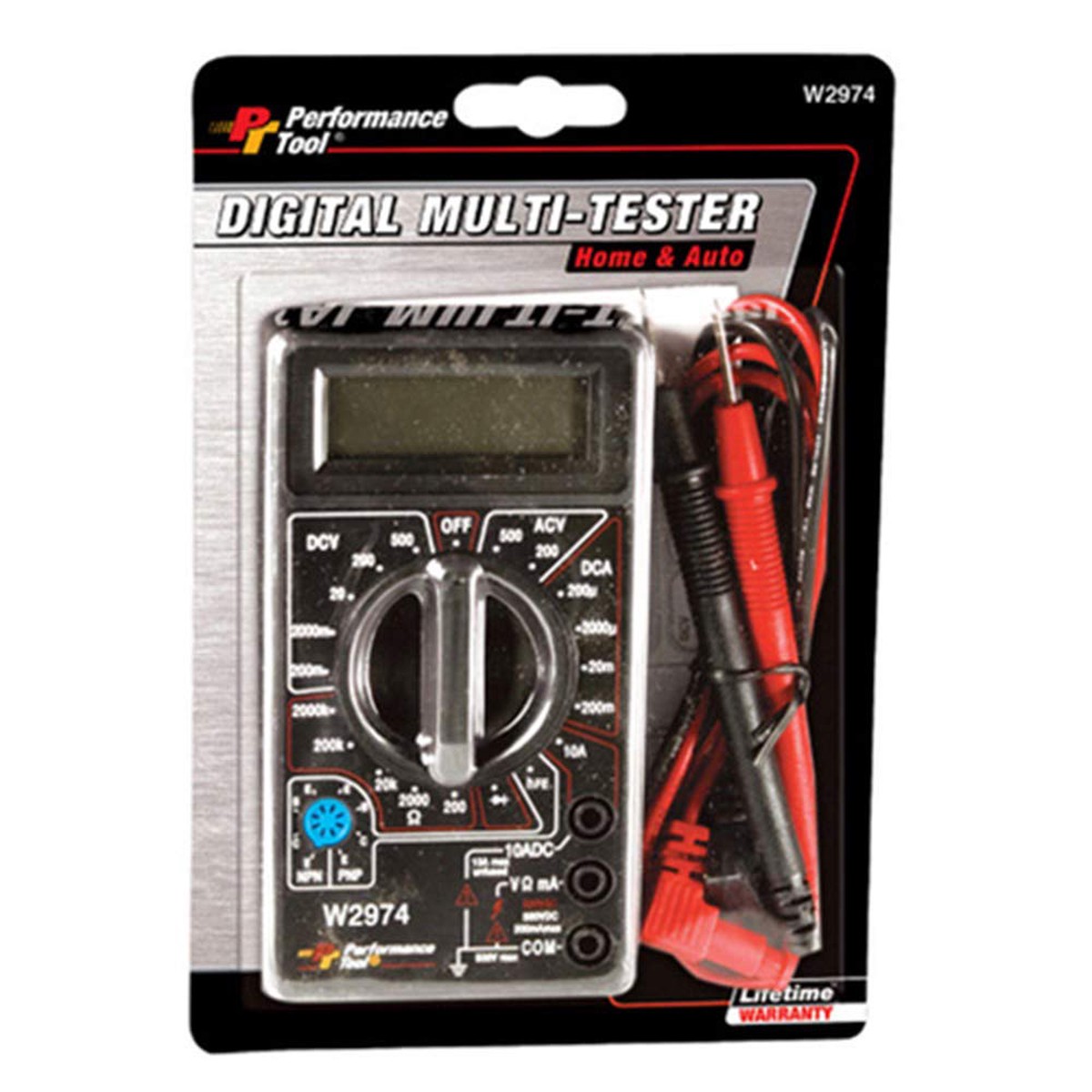 Performance Tool W2974 Digital Multimeter Tester 2000 Counts with AC DC Voltmeter and Ohm Volt Amp Meter, Measures Voltage, DC C
