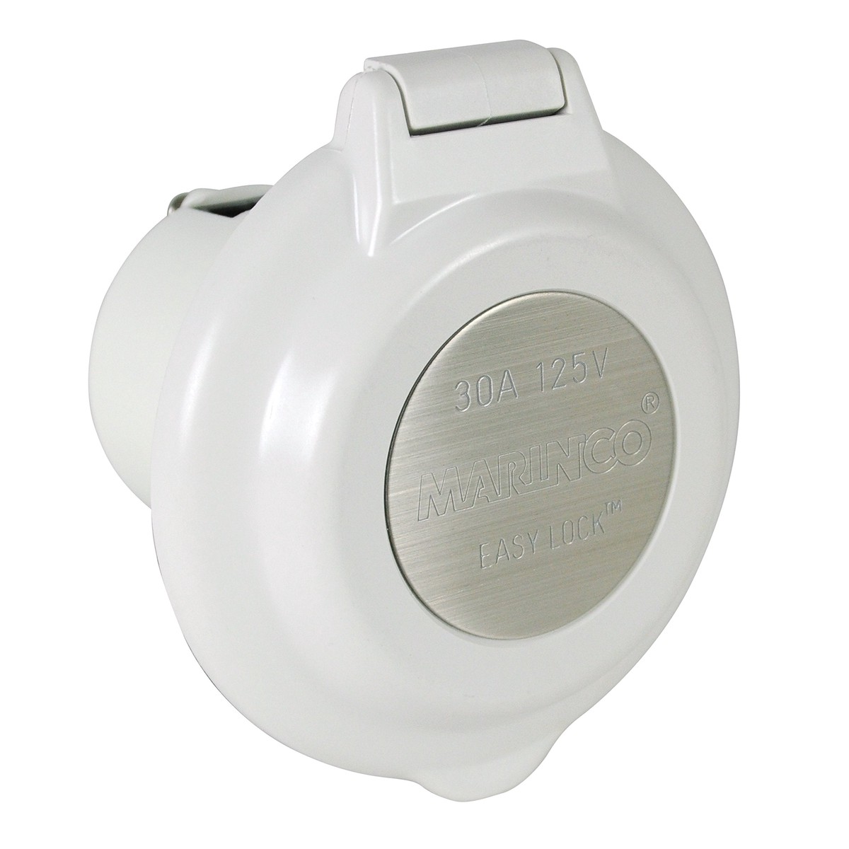 Marinco ParkPower 304EL-BRV Contour Power Inlet with Stainless Steel Trim , White
