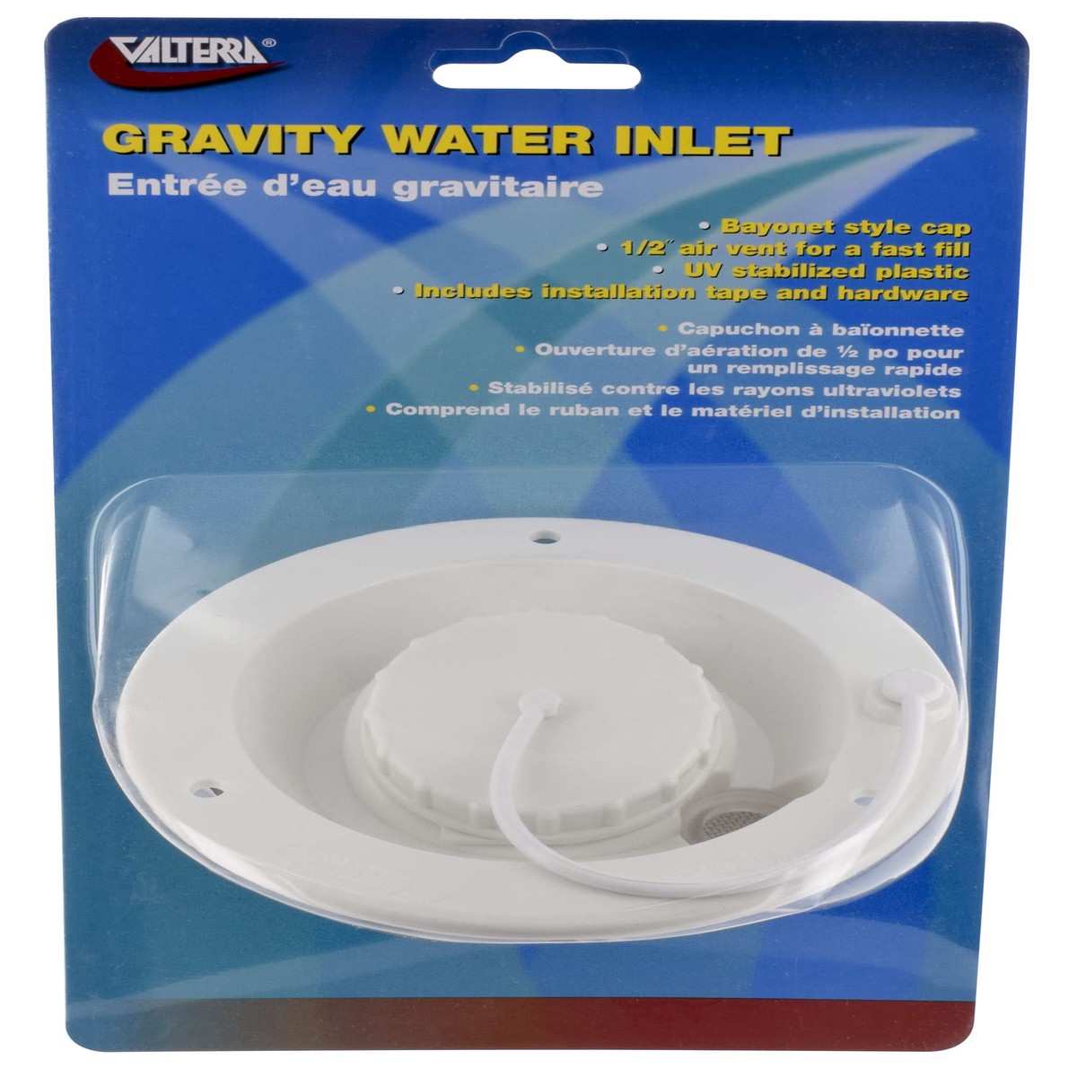 Valterra A01-2003VP Gravity Water Inlet - White (Carded)