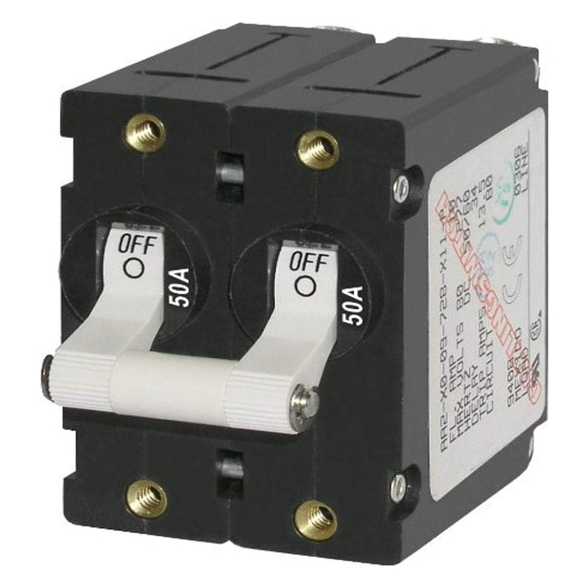 Blue Sea Systems 7242 A-Series White Toggle Circuit Breaker - Double Pole 50A