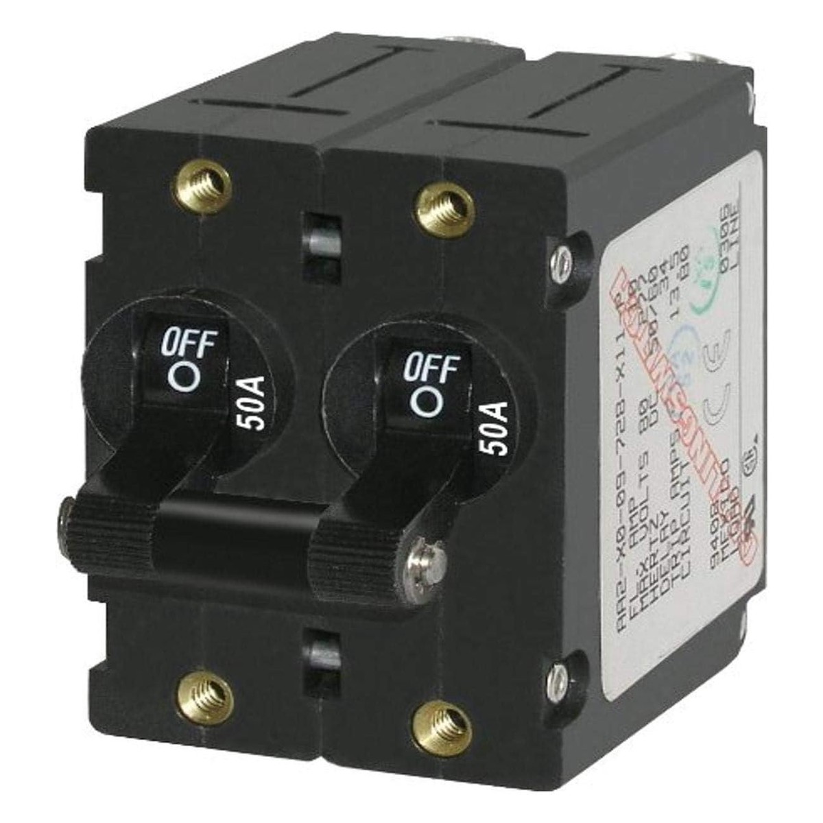Blue Sea Systems 7241 A-Series Black Toggle Circuit Breaker - Double Pole 50A