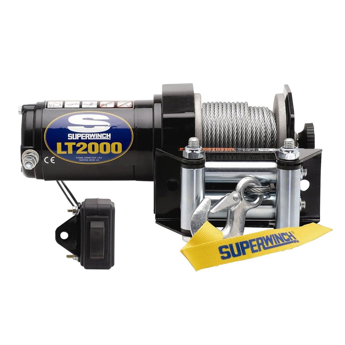 Superwinch 1120210 LT2000 12V DC Electric Winch 2,000lb(907kg) Single Line Pull with Roller Fairlead 5/16in. x 50ft. Steel Wire