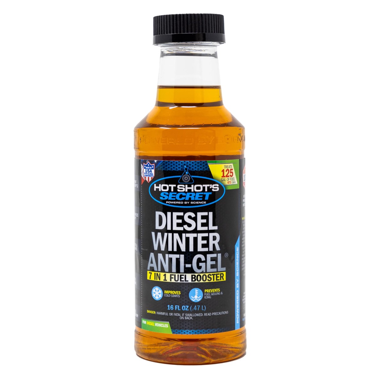 Hot Shots Secret Diesel Winter Anti-Gel 16 Ounce Round Bottle, Amber (P403316Z)
