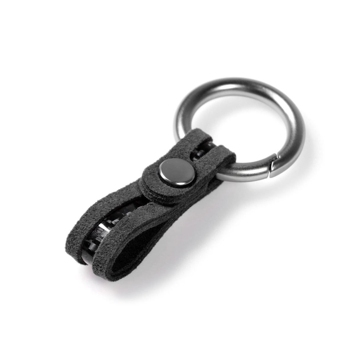 BETTERHUMZ for Alcantara Leather Keychain Carbon Fiber Key Chain Car Key Lanyard Home Keyrings Accessories (Black)