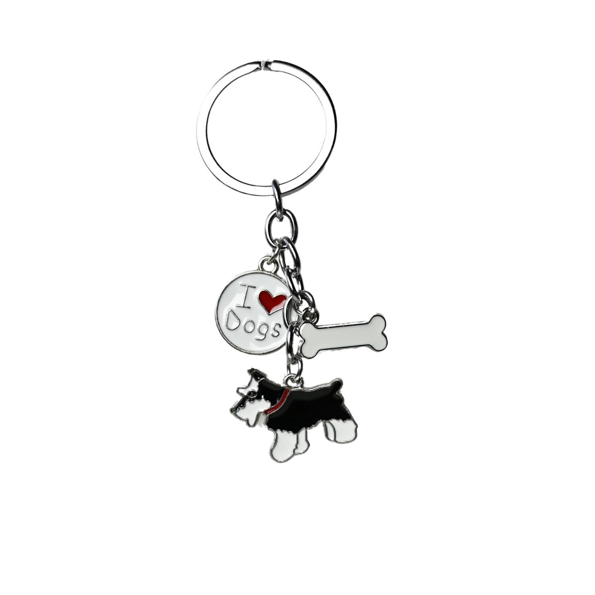 Harikaji Dog Keychain ring, Cool Cute Pet Dog Keyring Bag Charm Mini Metal Key Ring Keyfob (Black Schnauzer)