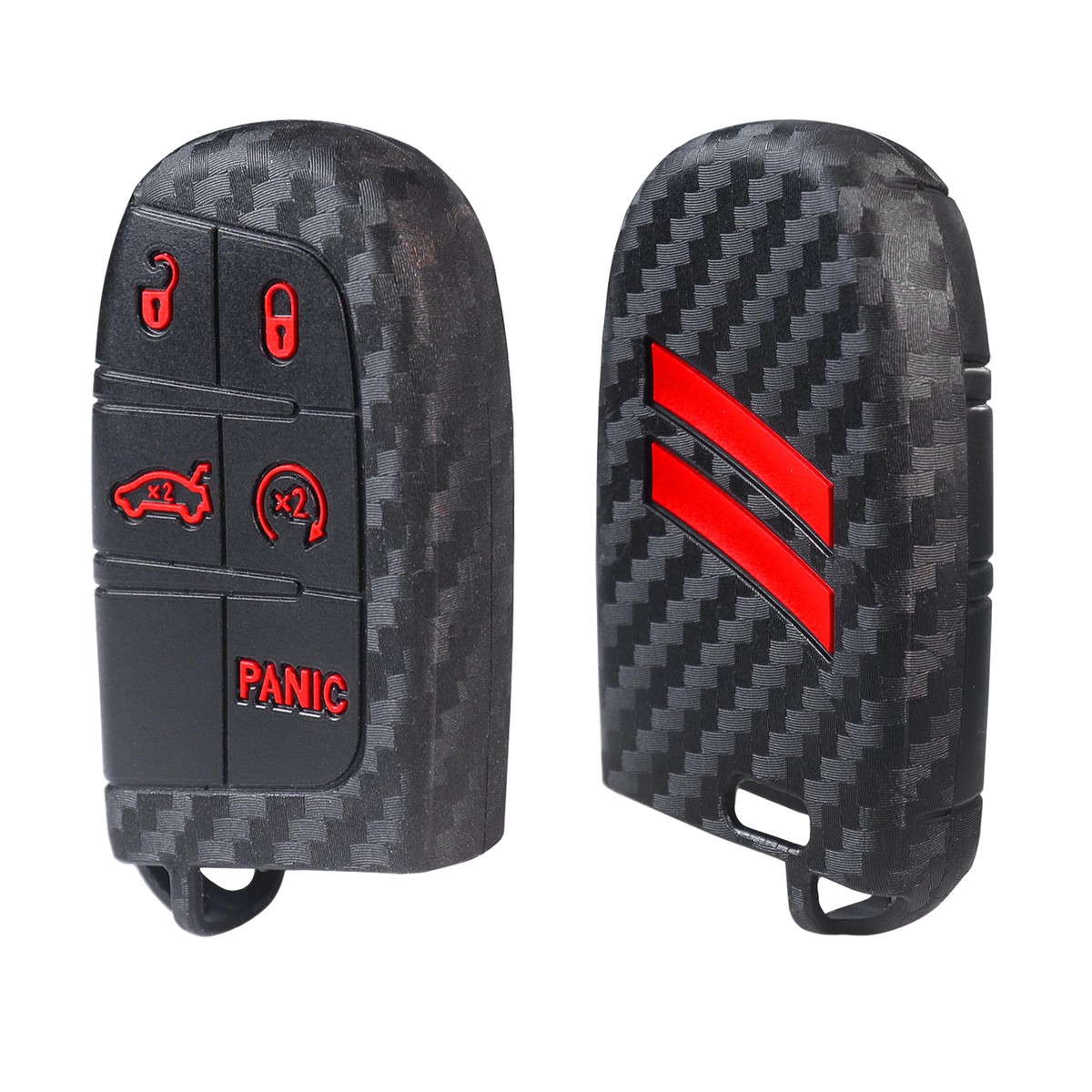 YOSRTER 1 PC Silicone Key Fob Cover Fit for Dodge Charger Challenger Durango Journey Dart Key Shell Protector 5 Buttons Keyless