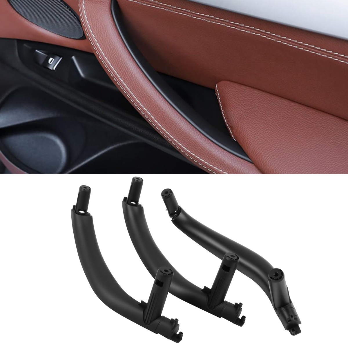 Jaronx Compatible with BMW X5 X6 Door Pull Handle, 3PCS Interior Left and Right Side Door Handle Armrest Replacement Fit for BMW