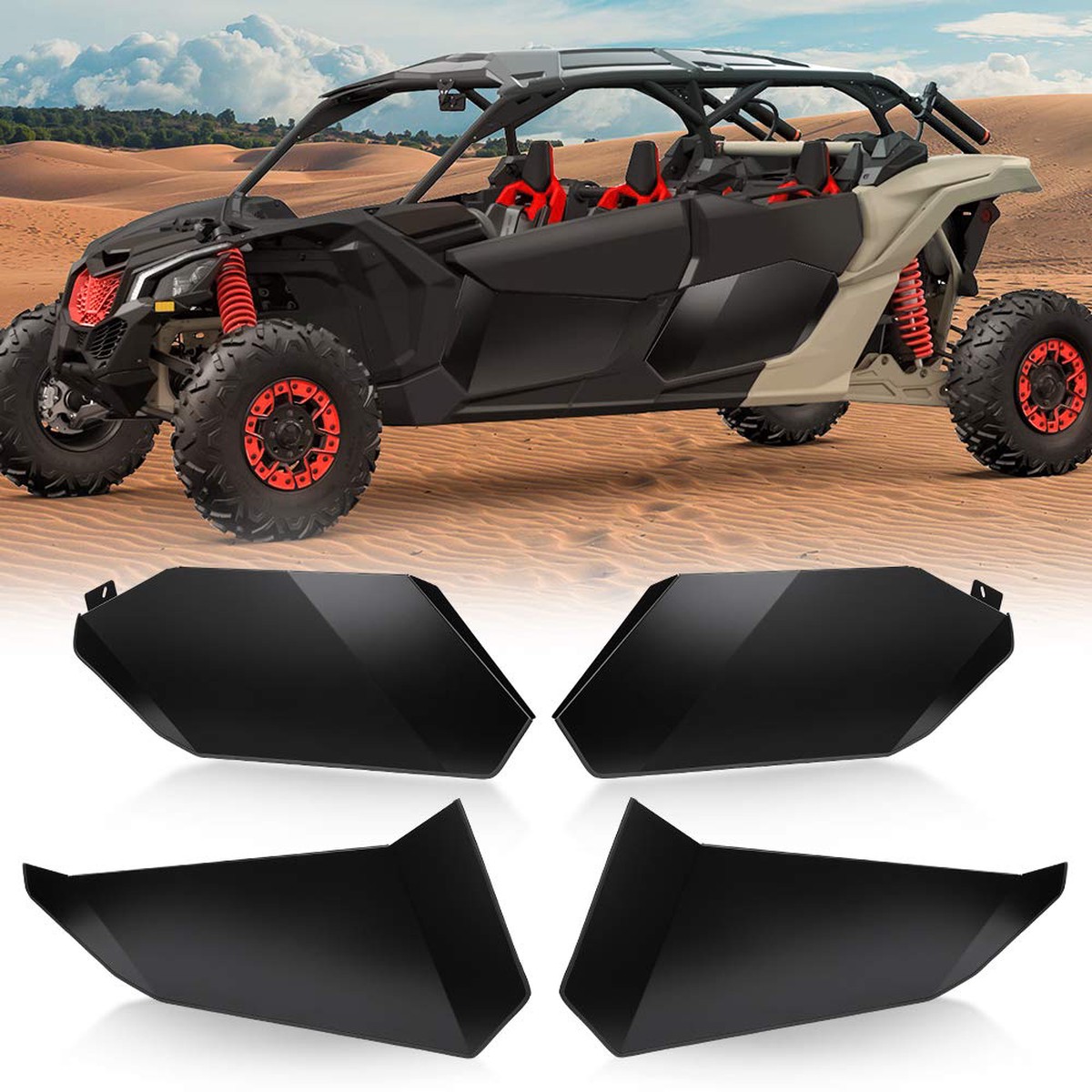KEMIMOTO X3 Aluminum Lower Half Door Panel Inserts, KEMIMOTO Door Panels Compatible with Can Am Maverick X3 Max XRS XDS 2017 201