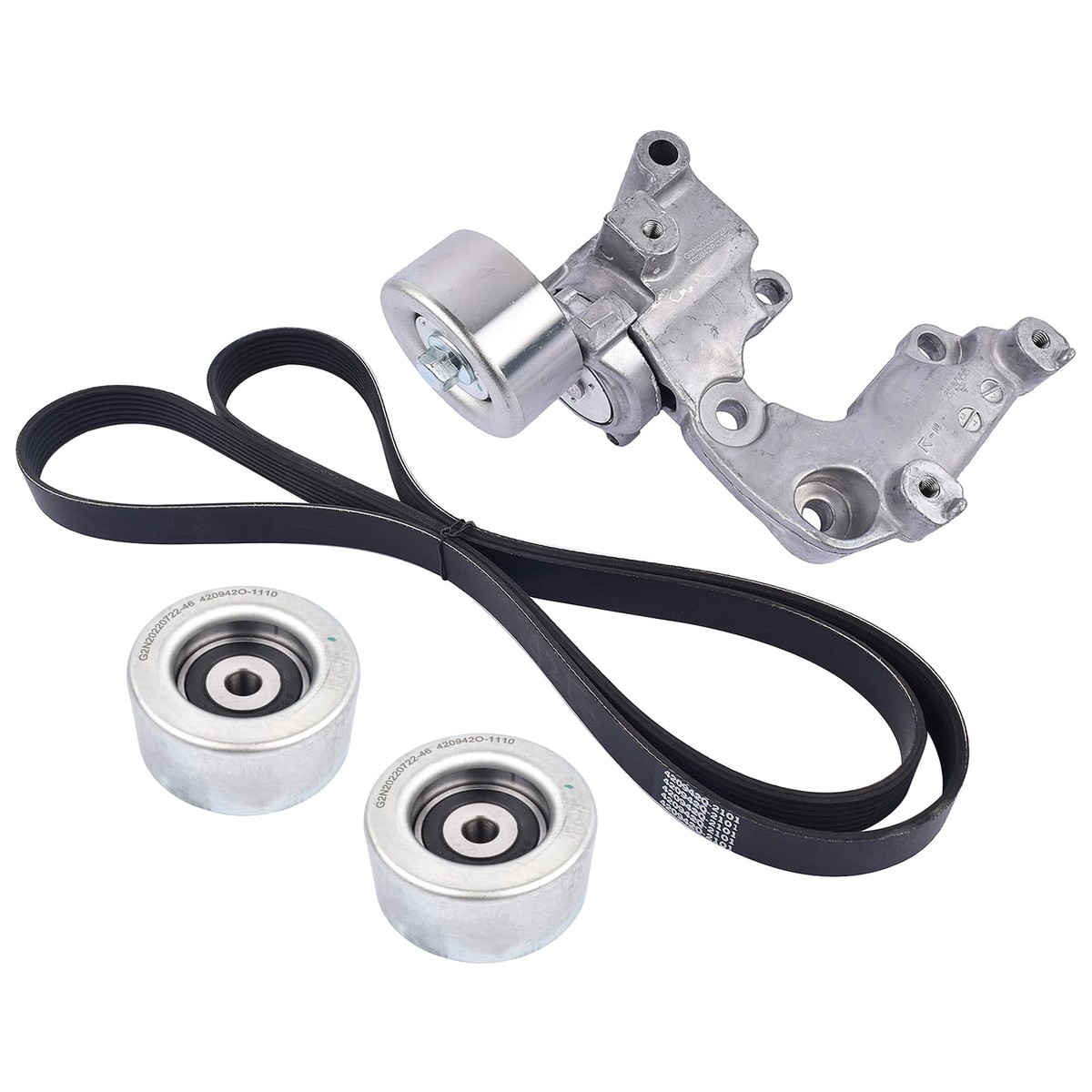 Serpentine Belt Drive Belt Tensioner Idler Pulley Kit Replacement for 2007-2010 Toyota Sienna 3.5L 166040P011, 16604-0P011, 1662