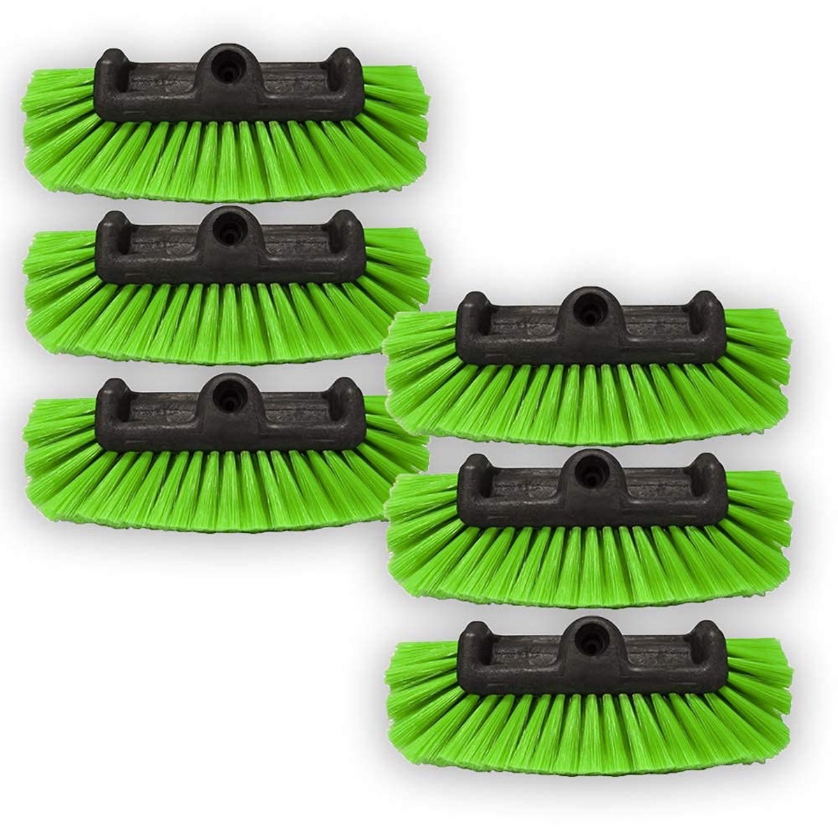 Detail King 5 Level Nylon Truck Wash Brush (6 Pack) - Super Soft, Green Flagged Bristles - 5 Level Bristle Design