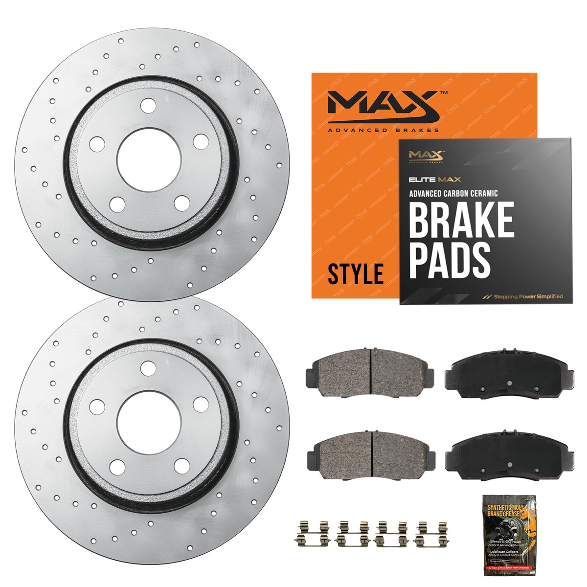 Max Advanced Brakes StyleMAX+ Rear Brake Kit | Fits 2019-2023 Toyota RAV4; 2018-2023 Camry | Brake & Rotor Kit for Daily Perform