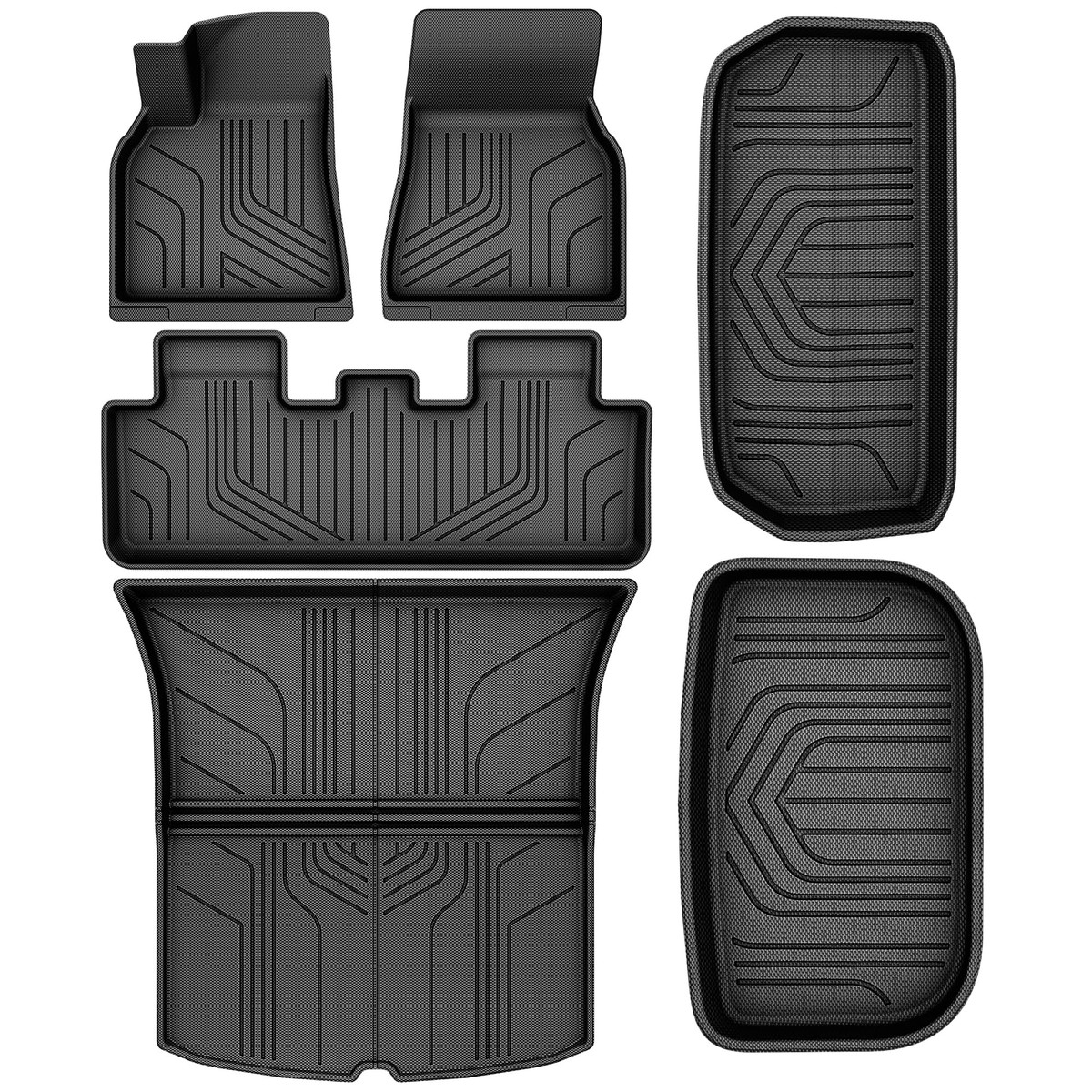 YITAMOTOR Tesla Model Y 7 Seater Floor Mats 2020-2025, 9 PCS Custom Fit All Weather TPE Rubber Liners for 20-25 Model Y 7 Seat,
