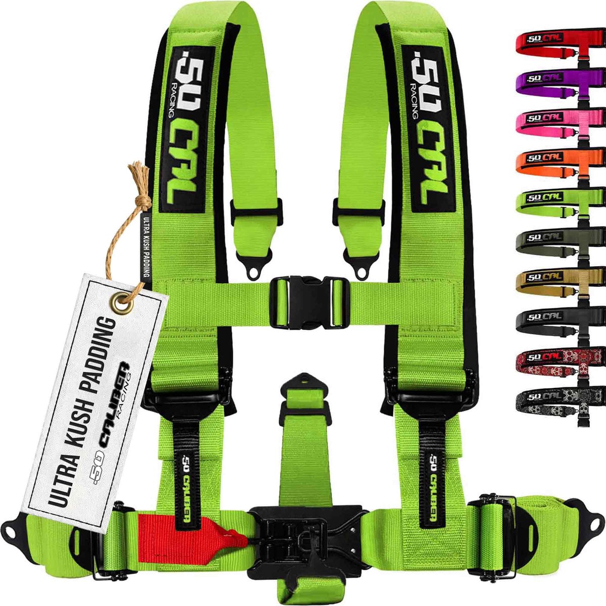 1pc 5 Point Harness for Bucket Seat Quick Release 10 Color Options Racing Harness 5 point Race Car Off Road UTV RZR (Toxic Lime