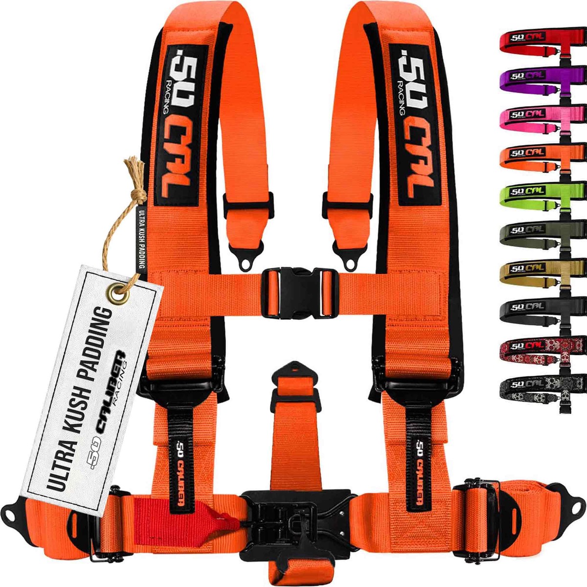1pc 5 Point Harness for Bucket Seat, Quick Release, 10 Color Options, Racing Harness, Race Car, Off Road, UTV, RZR (Fury Orange