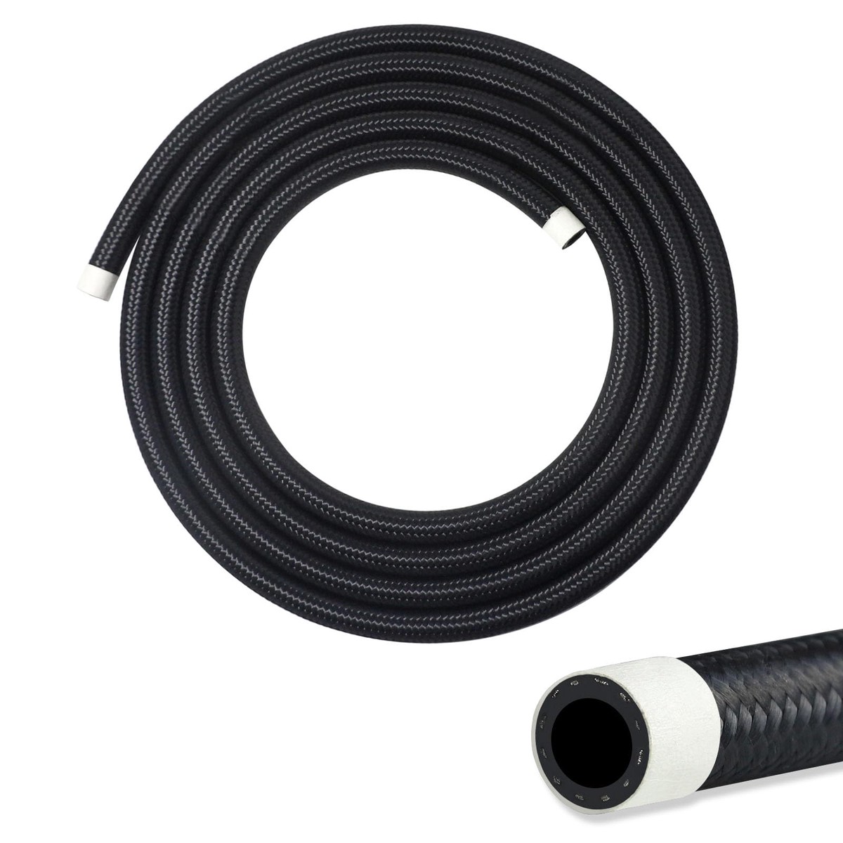 VWTNI 6AN Fuel Line, 6AN CPE Fuel Hose, 2.5FT Transmission/Oil Cooler Lines, Nylon Braided Fuel Line Hose.