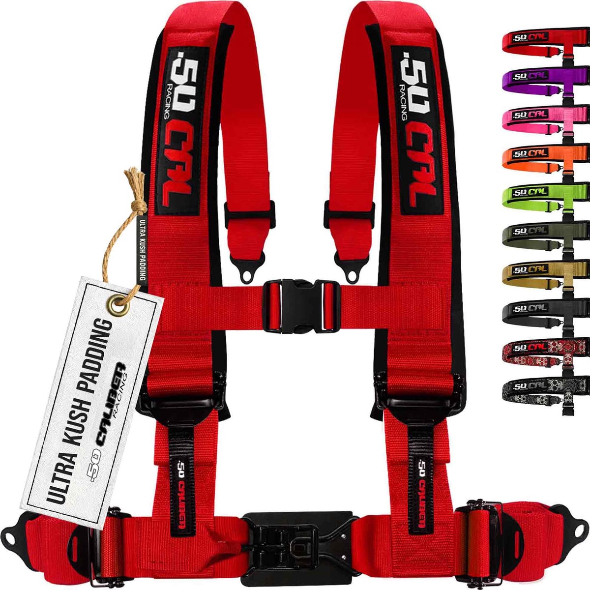 1pc Red 4 Point Harness for Bucket Seat, 3in Belt, Quick Release, 10 Color Options, Racing Harness UTV RZR Car [6313]