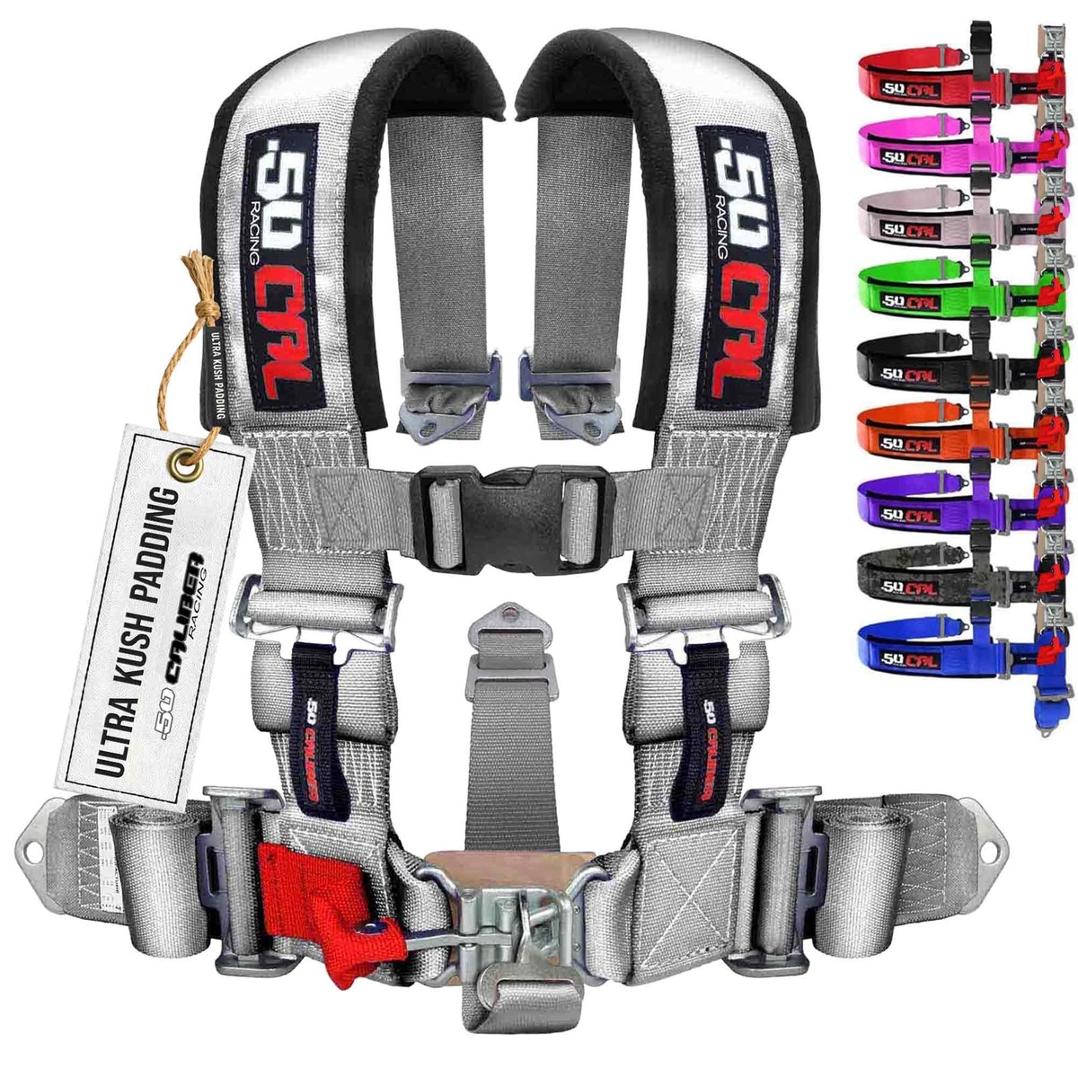 1pc Silver 5 Point Harness for Bucket Seat, Latch Release, 9 Color Options, Racing Harness 5 point, Race Car, UTV, RZR [6007]