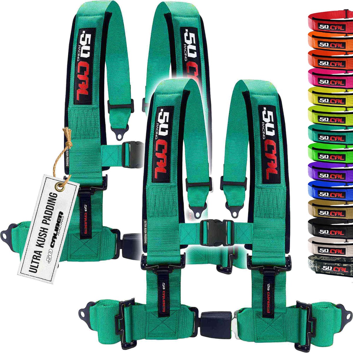 4 point harnesses (2) for bucket seat, push button release, 10 colors to choose from, racing harness 4 point race car UTV RZR (T