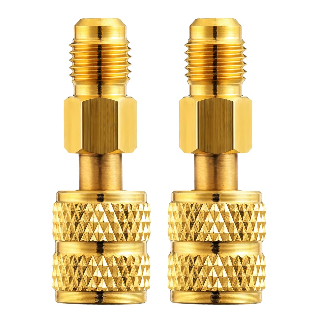Chinco 2 Pcs R410a Adapter for Mini Split Charging Adapter Vacuum Port with Thimble 5/16 Inch Female Quick Coupler to 1/4 Inch M