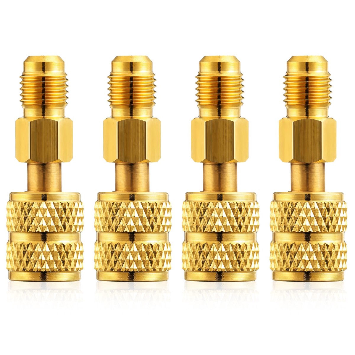 Chinco 4 Pcs R410a Adapter for Mini Split Charging Adapter Vacuum Port with Thimble 5/16 Inch Female Quick Coupler to 1/4 Inch M