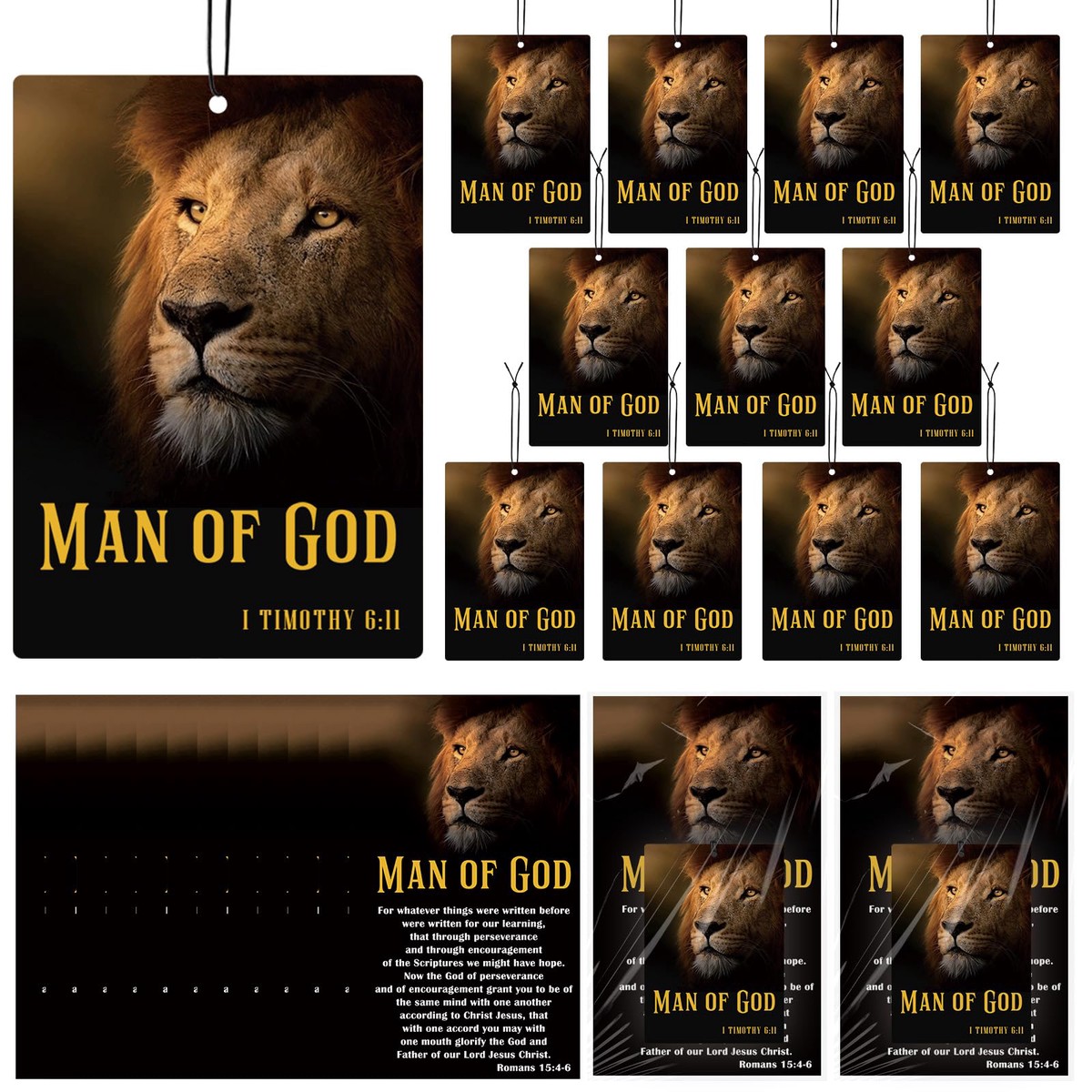 Batiyeer 20 Sets Man of God Gift Christian Gifts Bulk Religious Car Air Freshener Bible Verse Cards with Bags Appreciation Gift
