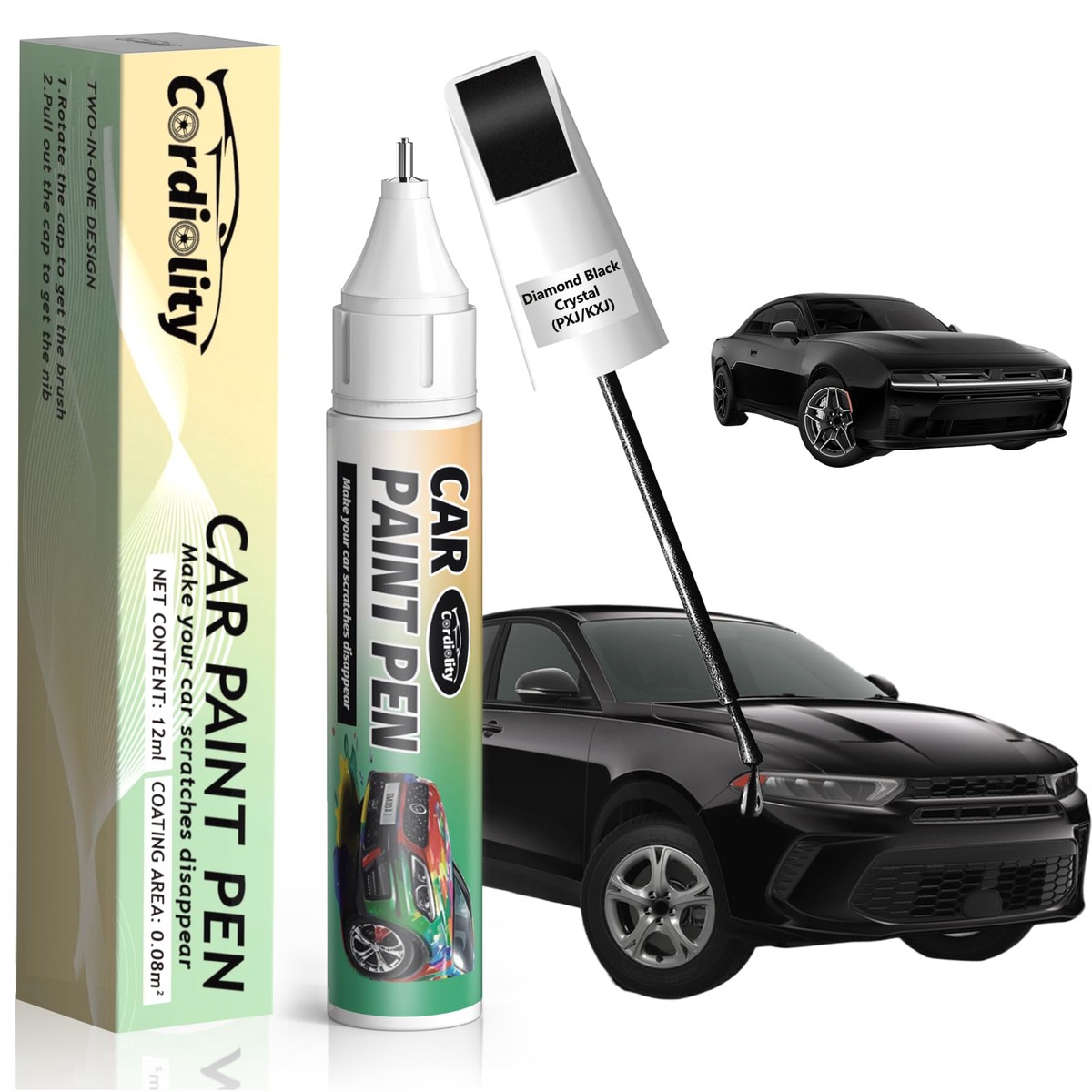 Diamond Black Crystal(PXJ/KXJ) Touch Up Paint Pen for Dodge,Car Paint Scratch Repair Pen Quick and Easy Fix Auto Paint Scratch