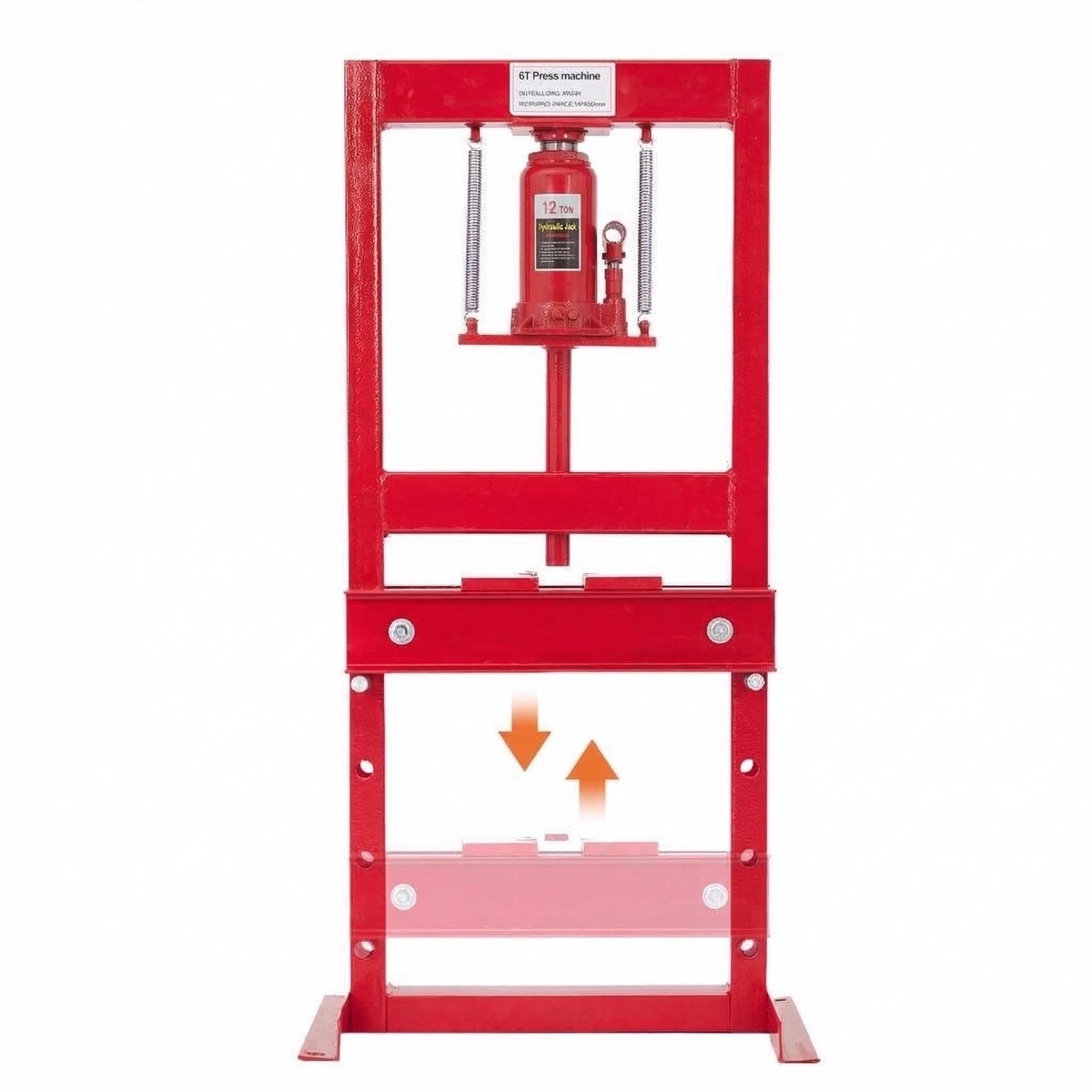 12Ton Hydraulic Shop Press, H-Frame Heavy-Duty Garage Floor Press with 2 Press Plates, Adjustable Height Work Table, Ideal for A