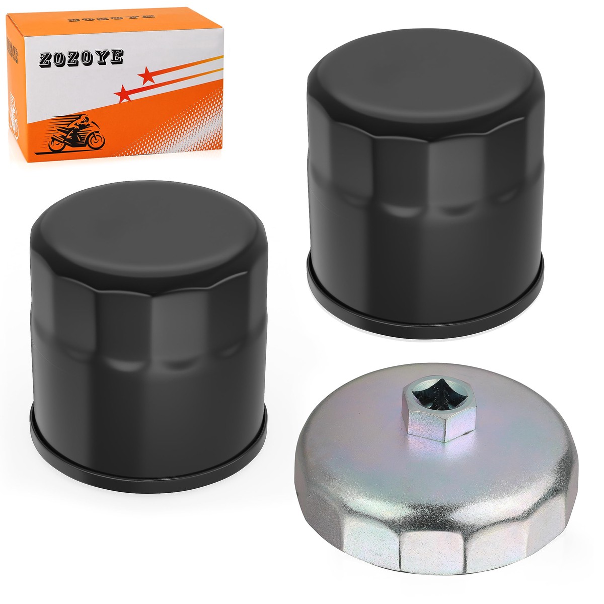 2Pcs Oil Filter 20mm & Wrench Tool for Kawasaki Bayou Prairie Brute Force 300 400 650 700 750 JT1200 JT1500 And Most Motorcycle
