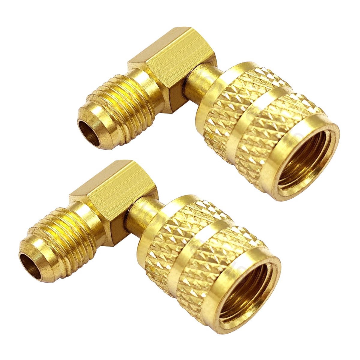 Joywayus 2 Pack 1/4 SAE Male to 5/16 SAE Female Flare Swivel Port 90 Degrees Elbow Adapter for R410A Mini Split HVAC System