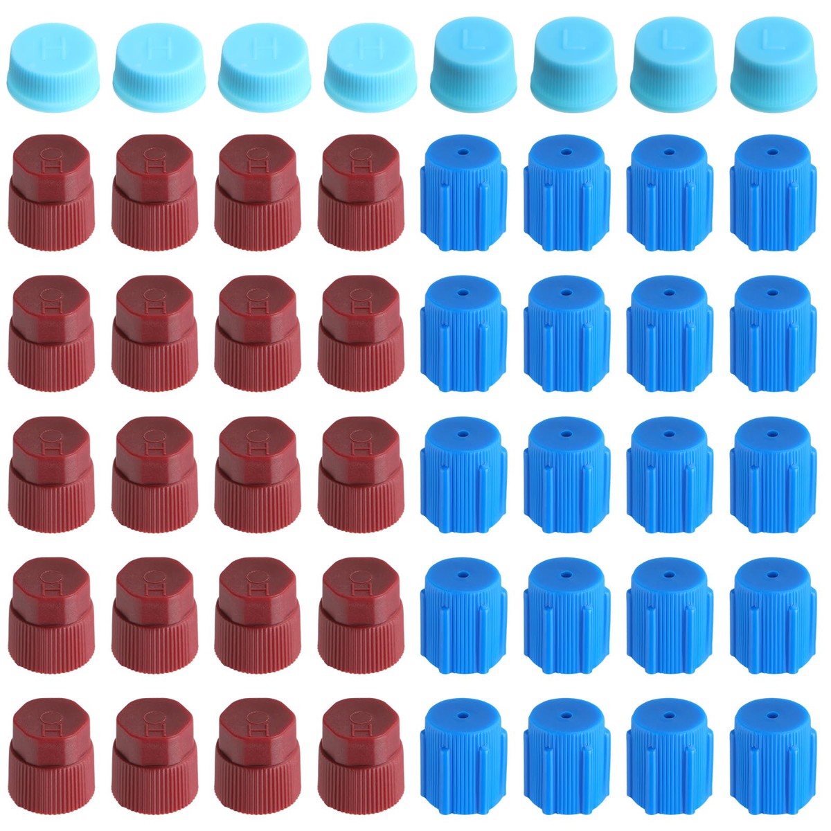 DaisyInner 48 Pcs R134a/R12 Valve Caps 13mm 16mm 17mm 17.5mm Charging Port Caps Air Conditioning Service System Charging Port He