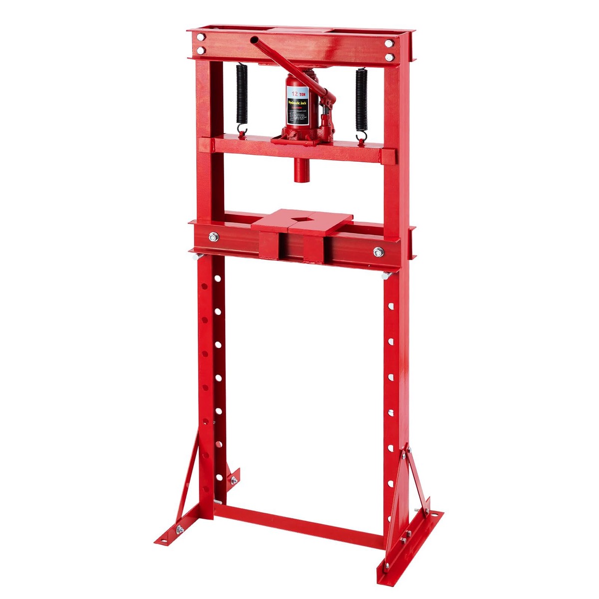 12 Ton Hydraulic Shop Press, H-Frame Heavy-Duty Garage Floor Press with 2 Press Plates, Adjustable Height Work Table, Ideal for