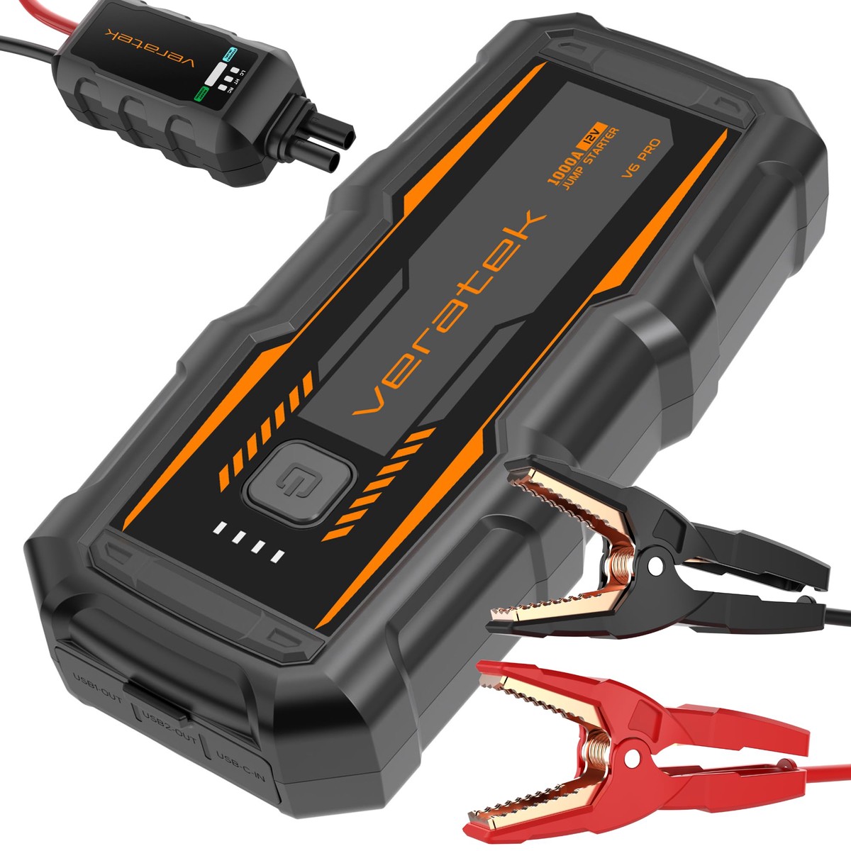 ReelCharge - Veratek V6 Pro 1000A Car Battery Jump Starter Portable (6.0L Gas & 3.0L Diesel) - 12V Lithium Battery Booster Pack
