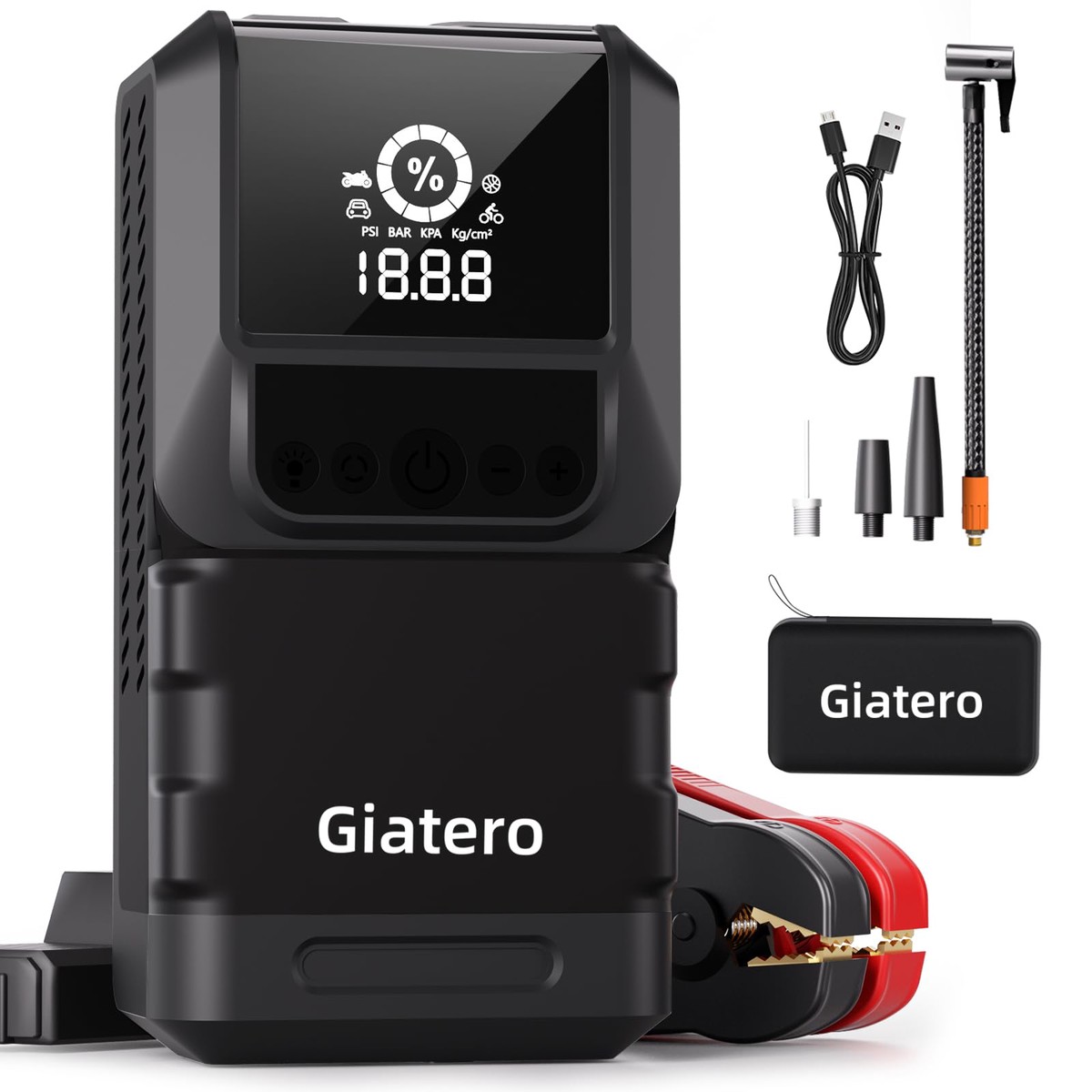 Giatero Q13 6000A Portable Car Jump Starter with Air Compressor 150PSI, Car Jumper Starter Portable(10.0L Gas/8.0L Diesel), 12V