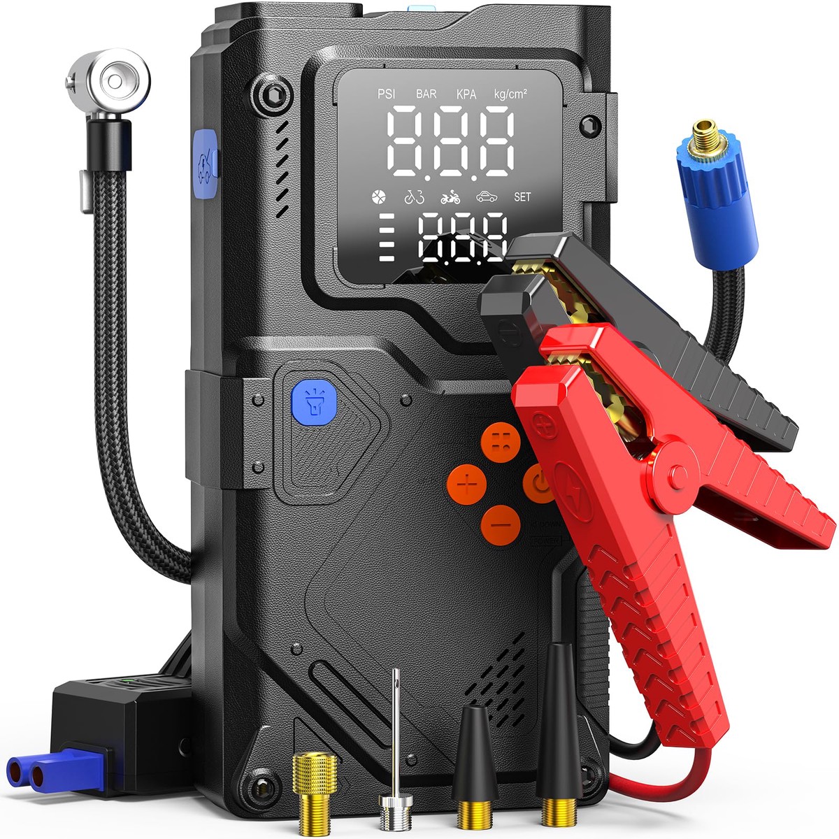 PAULINN Jump Starter with Air Compressor, 150PSI 6000A Car Jumper Starter Portable(All Gas/10L Diesel) with Tire Inflator, 12V C