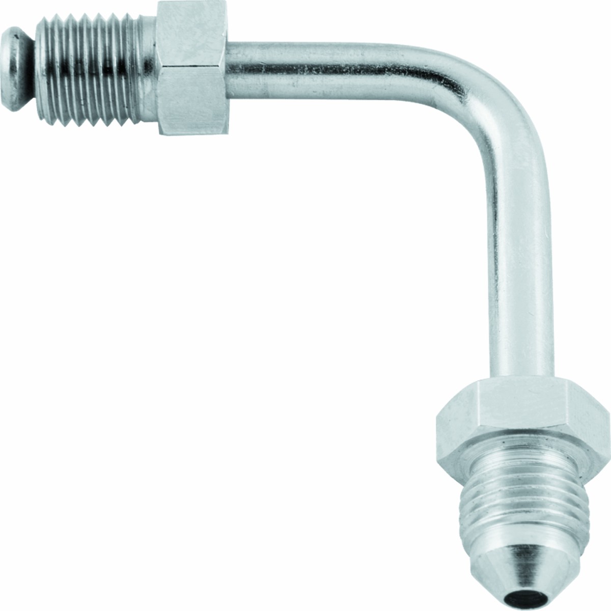 Twin Power Stainless Brake Fitting Male 3/8-24 Inverted Flare to AN-3 Male 90 Degree Adaptor Tube Short