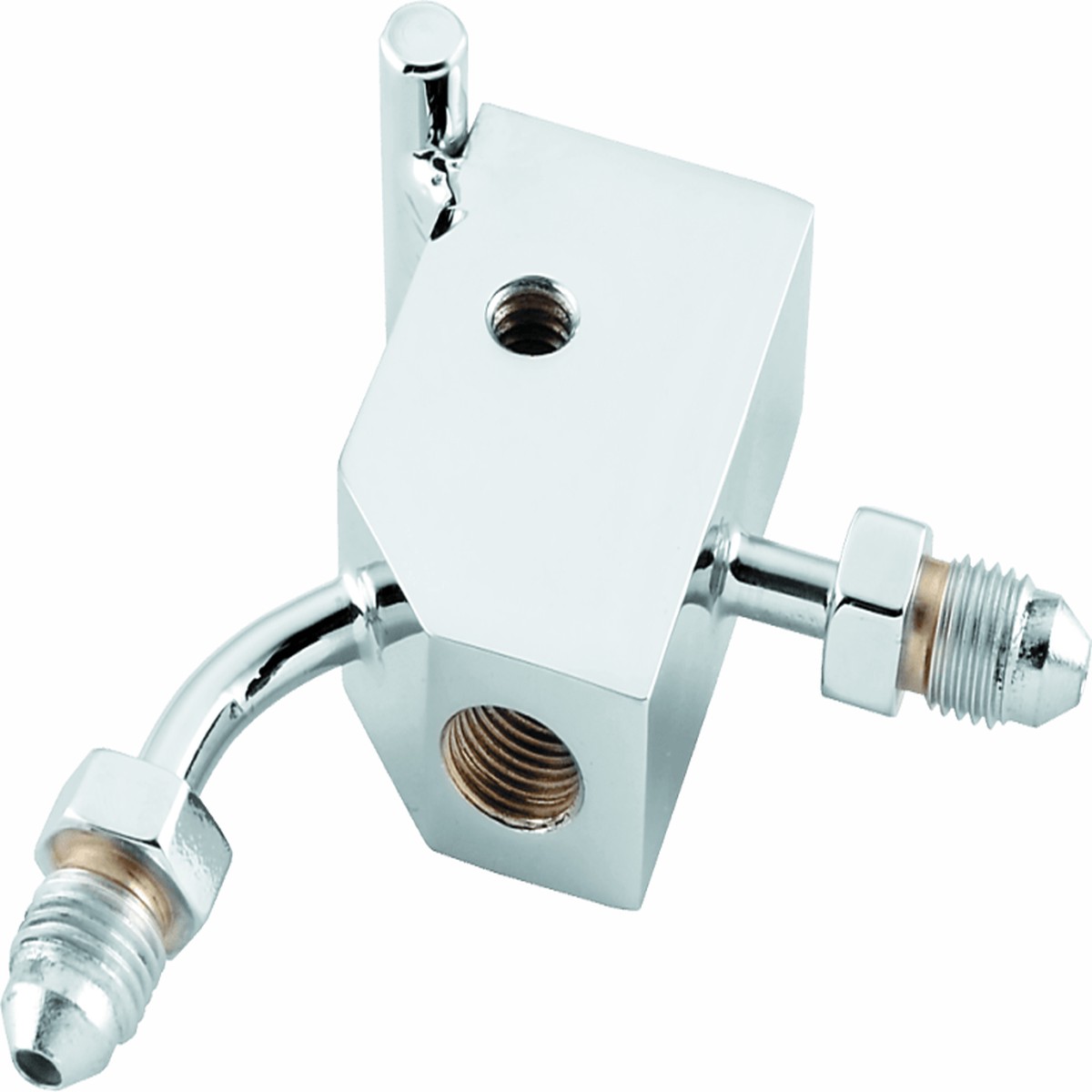 TwinPower Chrome Brake Tee 90 Degree Male AN3 with 1/8 NPT Port  Custom for Powersports