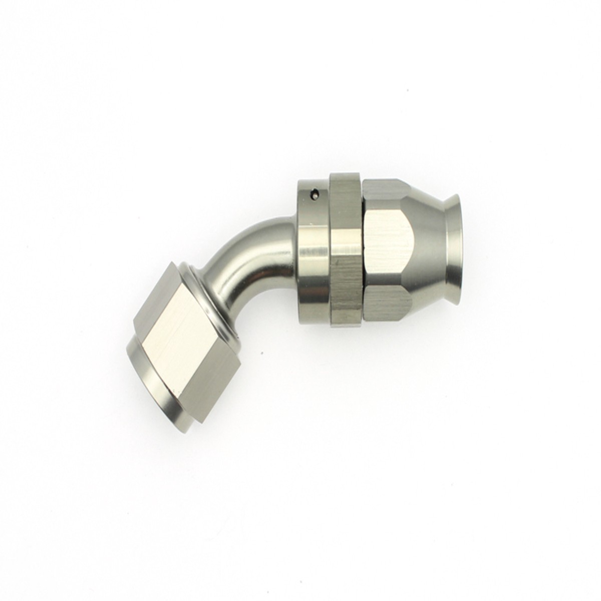 DeatschWerks 6-02-0855 8AN Female Swivel 45-Degree PTFE Hose End with Olive Insert, Titanium Finish
