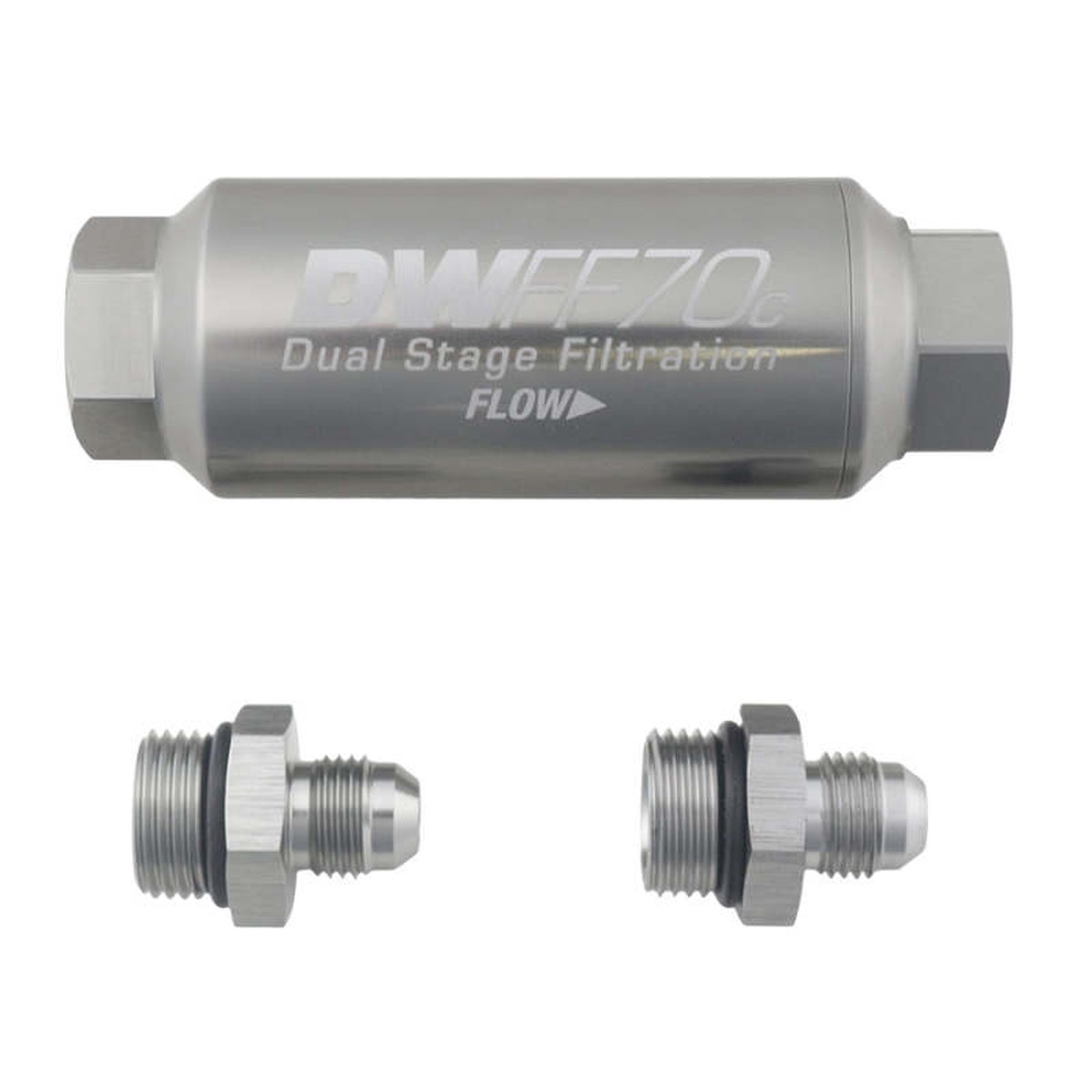 DeatschWerks 6AN 10 Micron Compact In-Line Fuel Filter Kit  Stainless Steel Housing, 70mm Length